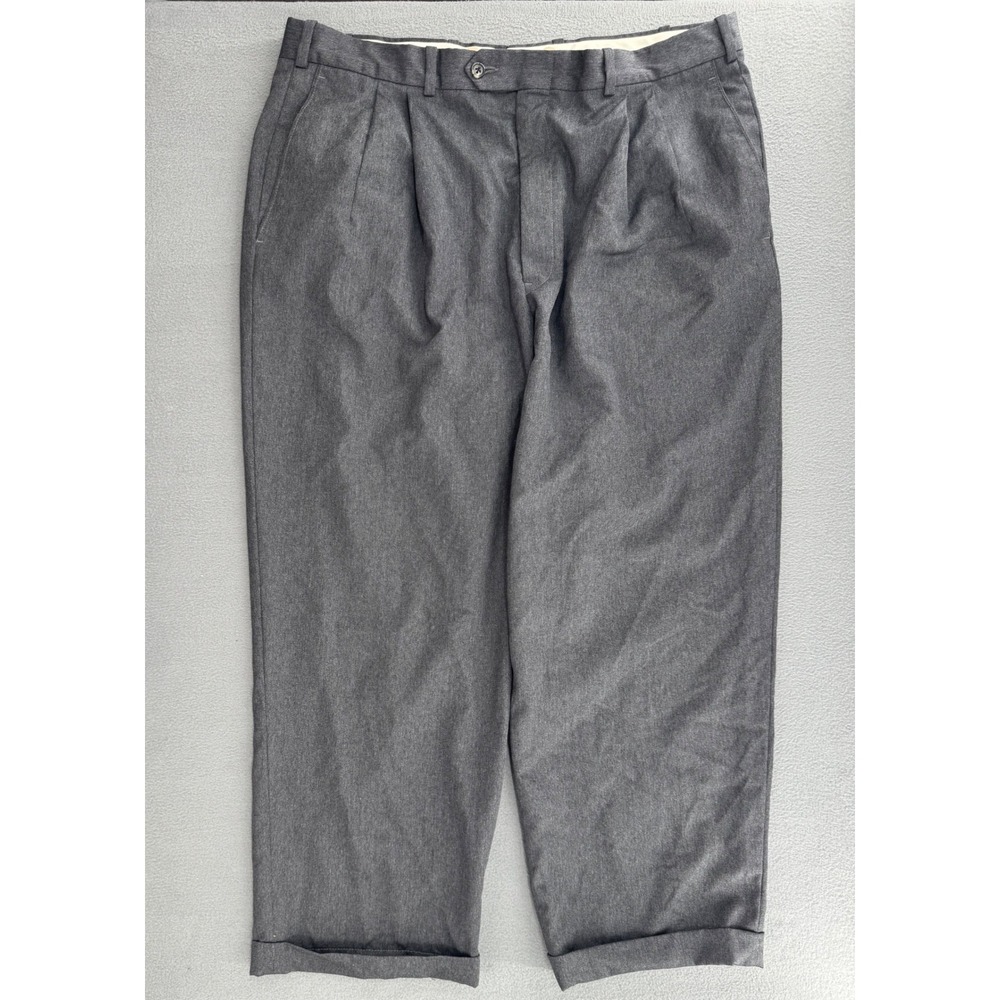 Nordstrom JB Briches Pleated Wool Dress Pant Sz 38 Cuffed Wide Leg Trouser Retro